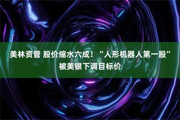美林资管 股价缩水六成！“人形机器人第一股”被美银下调目标价